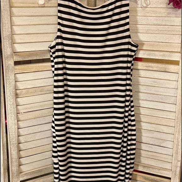 Creme & Black Striped Tank Party Dress - Picture 3 of 8